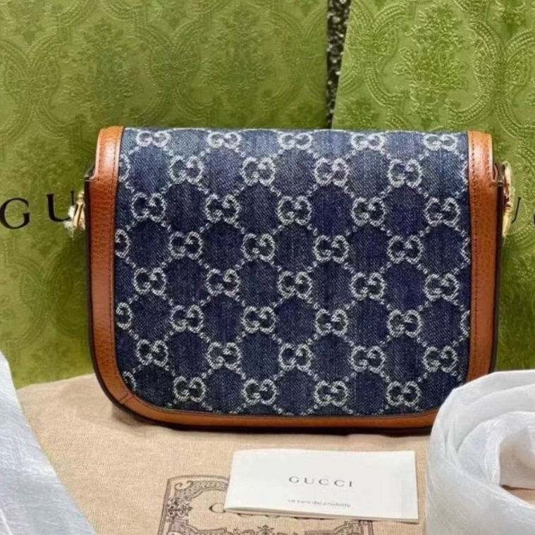 全新全套Gucci 1955馬鞍MINI 藍色丹寧牛仔-4