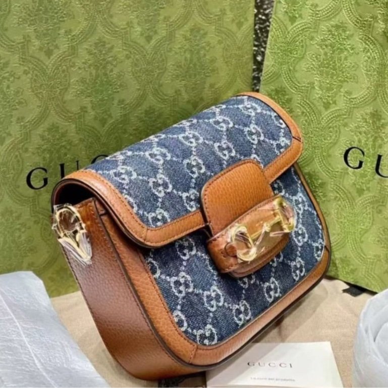 全新全套Gucci 1955馬鞍MINI 藍色丹寧牛仔-5