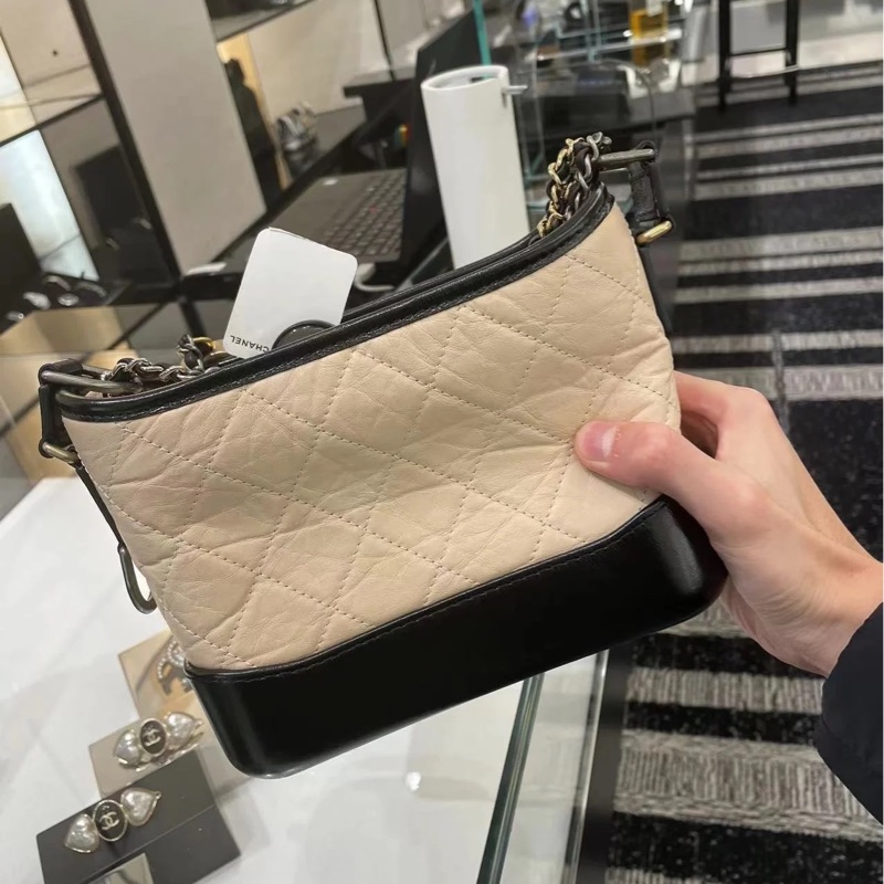 Chanel/香奈兒 奶茶拼黑流浪 小號 15*20*8-1