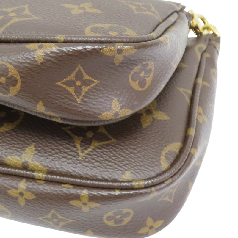 棕色 原花帆布 Multi Pochette Accessoires 肩背包【LOUIS VUITTON LV 路易威登】 M44813-14