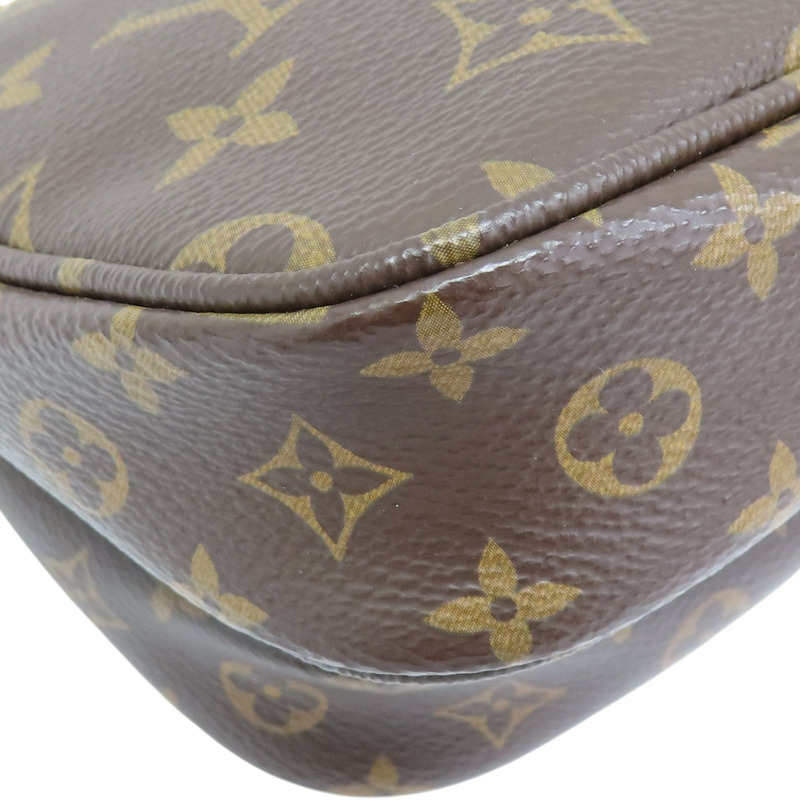棕色 原花帆布 Multi Pochette Accessoires 肩背包【LOUIS VUITTON LV 路易威登】 M44813-15