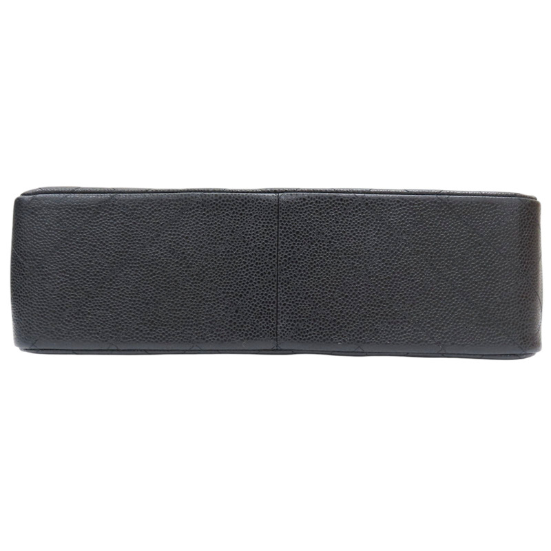 黑色 牛皮 菱格紋 荔枝紋 Jumbo 鍊帶 肩背包 銀扣 (no card) A58600-3