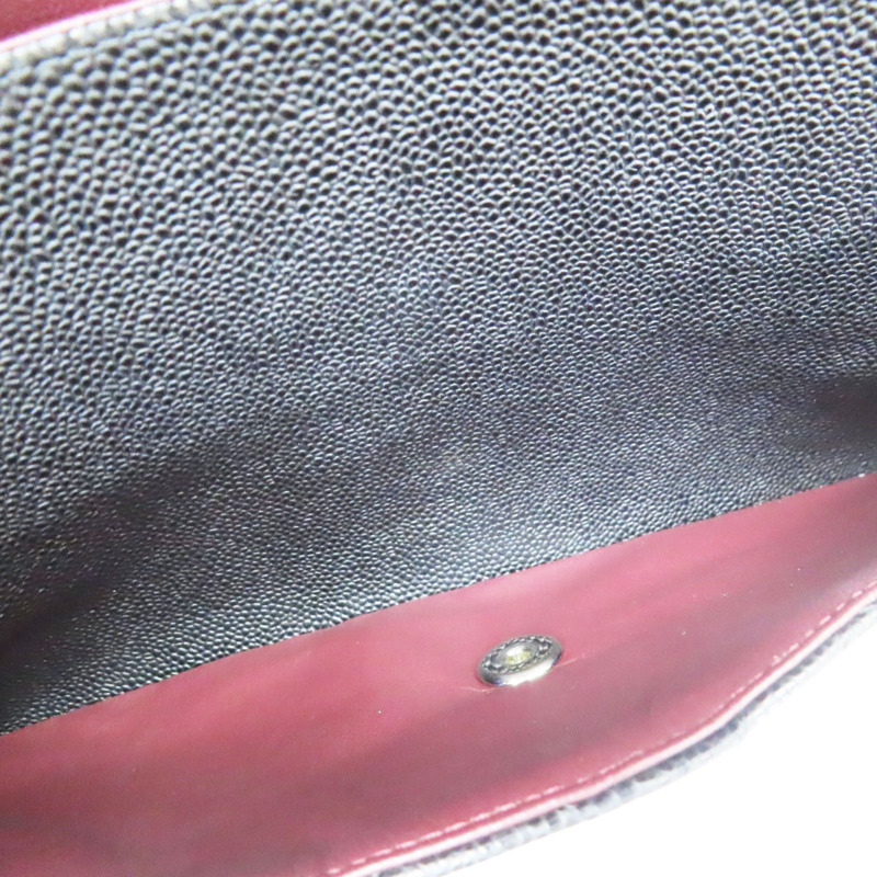 黑色 牛皮 菱格紋 荔枝紋 Jumbo 鍊帶 肩背包 銀扣 (no card) A58600-5