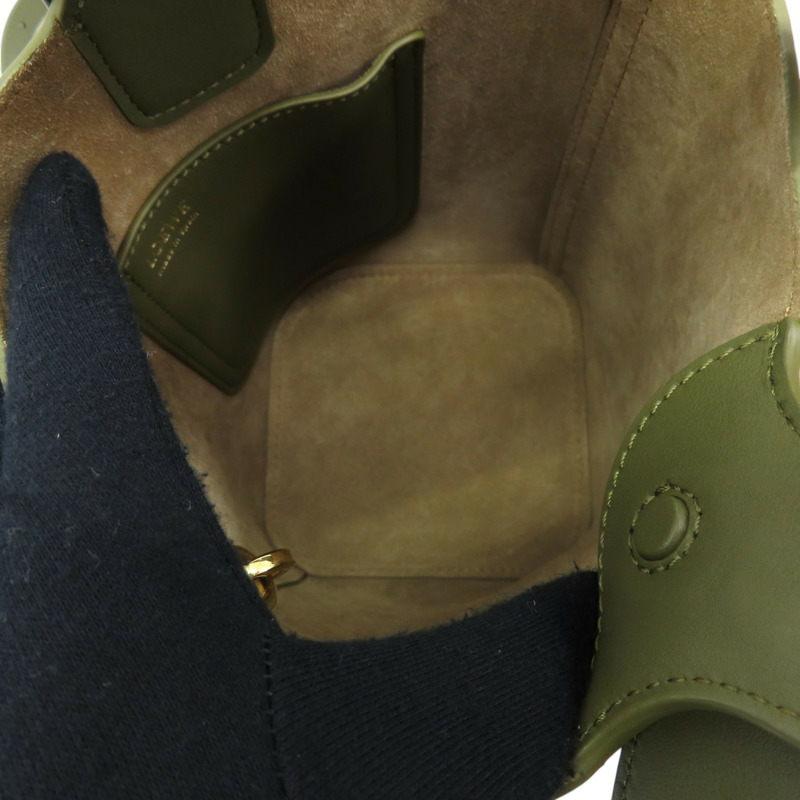 綠色 牛皮 Pebble Mini 肩背包-4