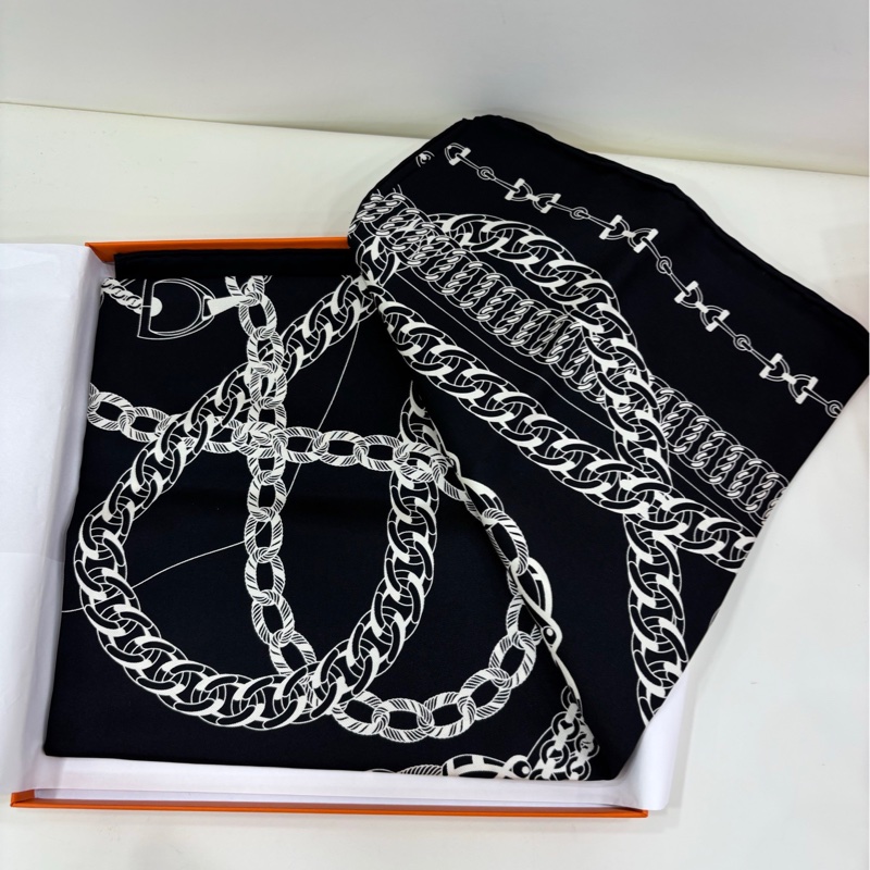 HERMES 愛馬仕《連鎖反應》 絲巾 方巾 90*90cm 100%桑蠶絲 全新-2