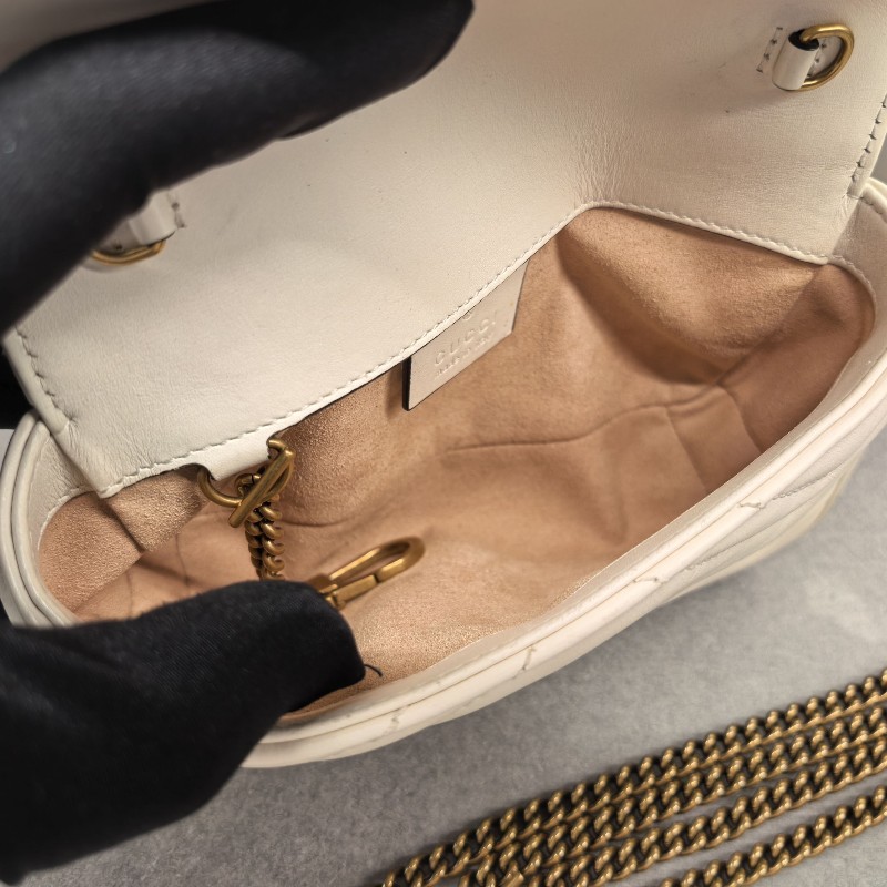 Gucci古馳 馬蒙Marmont 迷你mini 白色斜背包肩背包-5