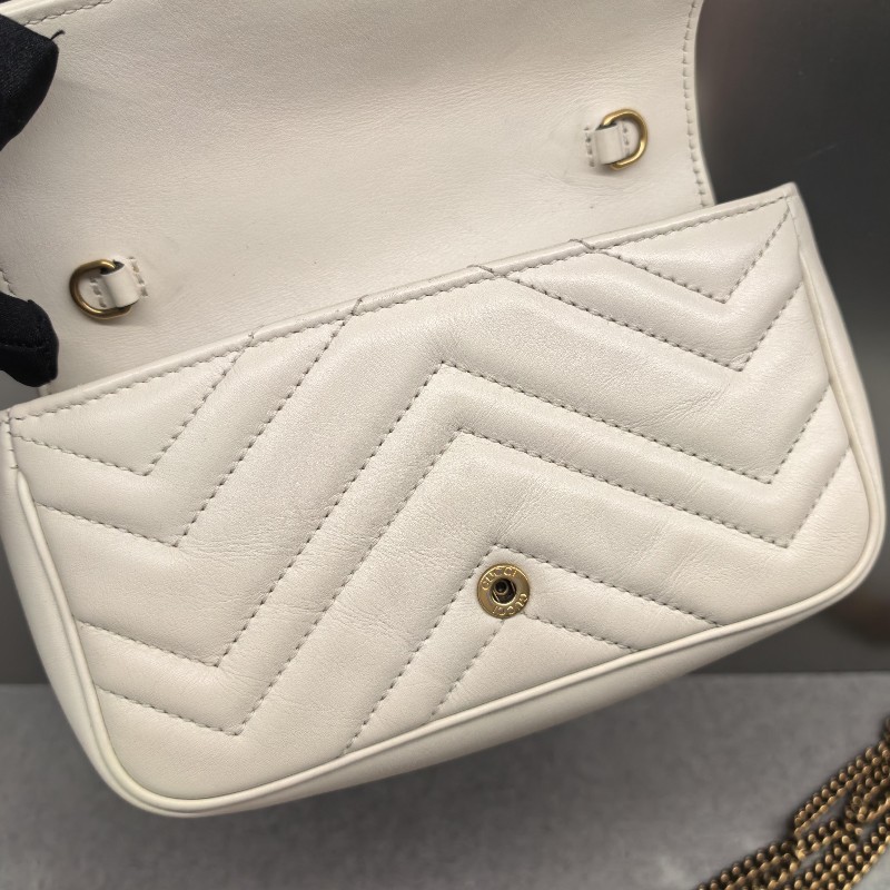 Gucci古馳 馬蒙Marmont 迷你mini 白色斜背包肩背包-7