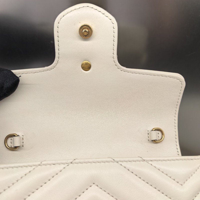 Gucci古馳 馬蒙Marmont 迷你mini 白色斜背包肩背包-9