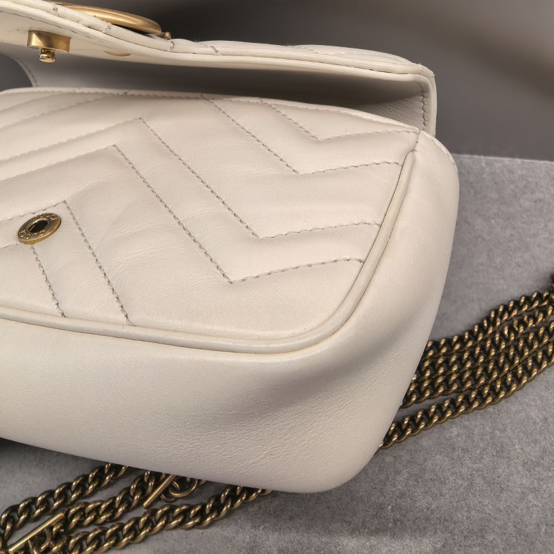 Gucci古馳 馬蒙Marmont 迷你mini 白色斜背包肩背包-12