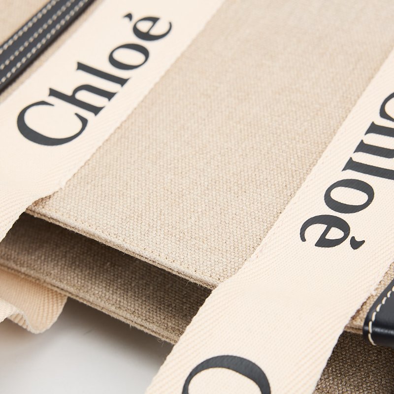 Chloe Woody tote 亞麻帆布款/中號深藍-18