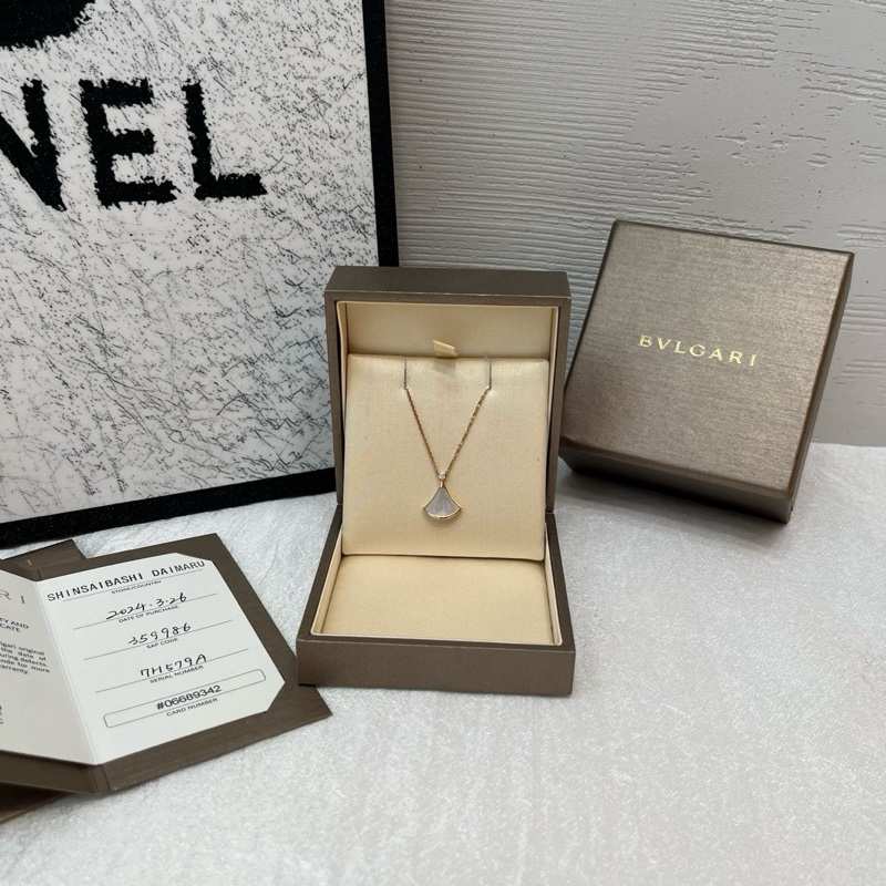 Bvlgari寶格麗 白貝母單鑽項鍊 玫瑰金 24年-1