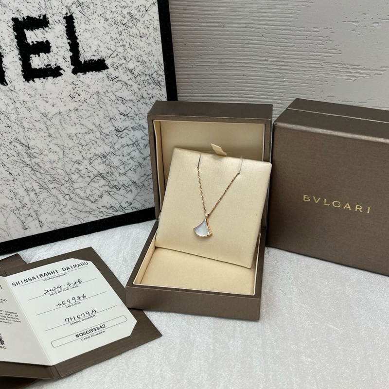 Bvlgari寶格麗 白貝母單鑽項鍊 玫瑰金 24年-2