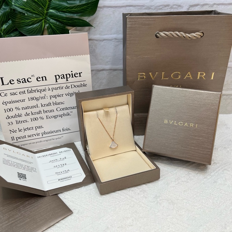 Bvlgari寶格麗 白貝母單鑽項鍊 玫瑰金 24年-3