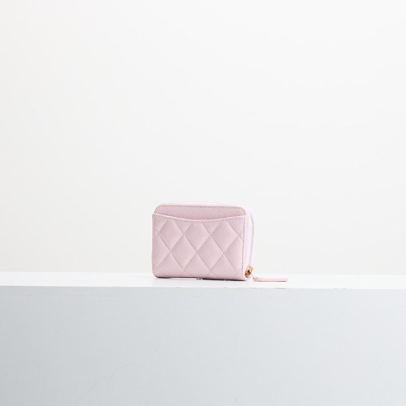 Chanel 新款拉鍊零錢包/粉色金釦-2