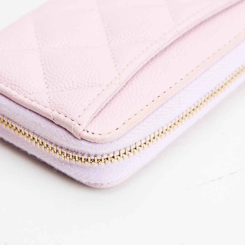 Chanel 新款拉鍊零錢包/粉色金釦-5