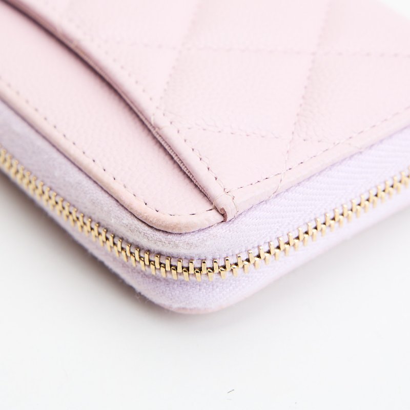 Chanel 新款拉鍊零錢包/粉色金釦-6