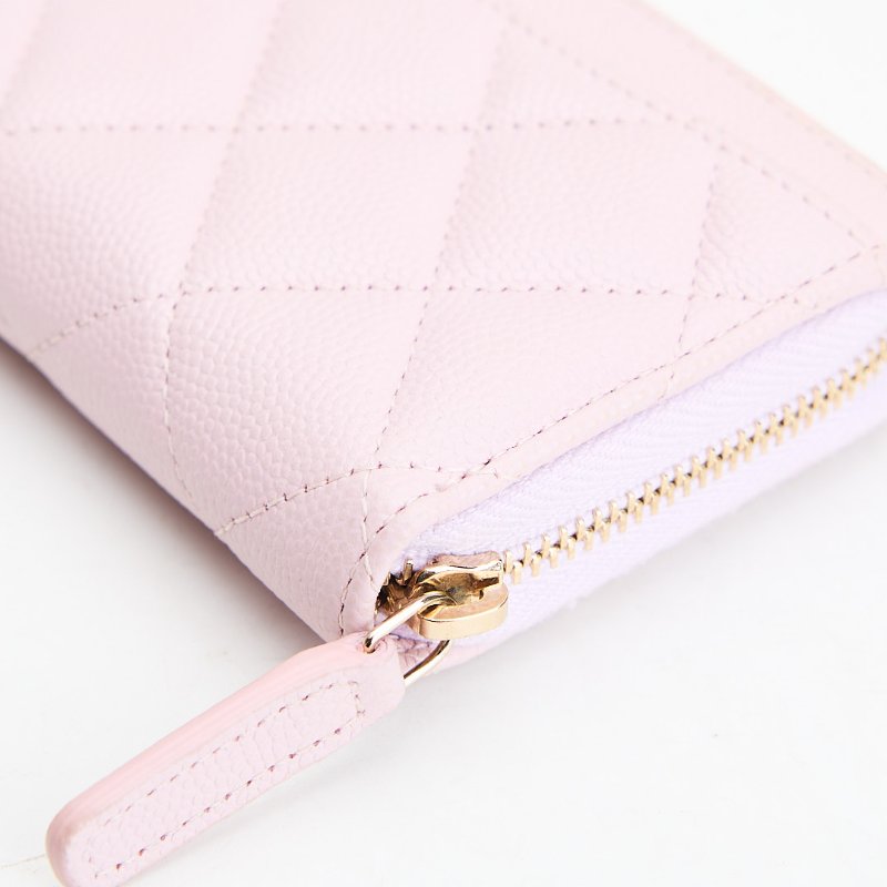 Chanel 新款拉鍊零錢包/粉色金釦-8