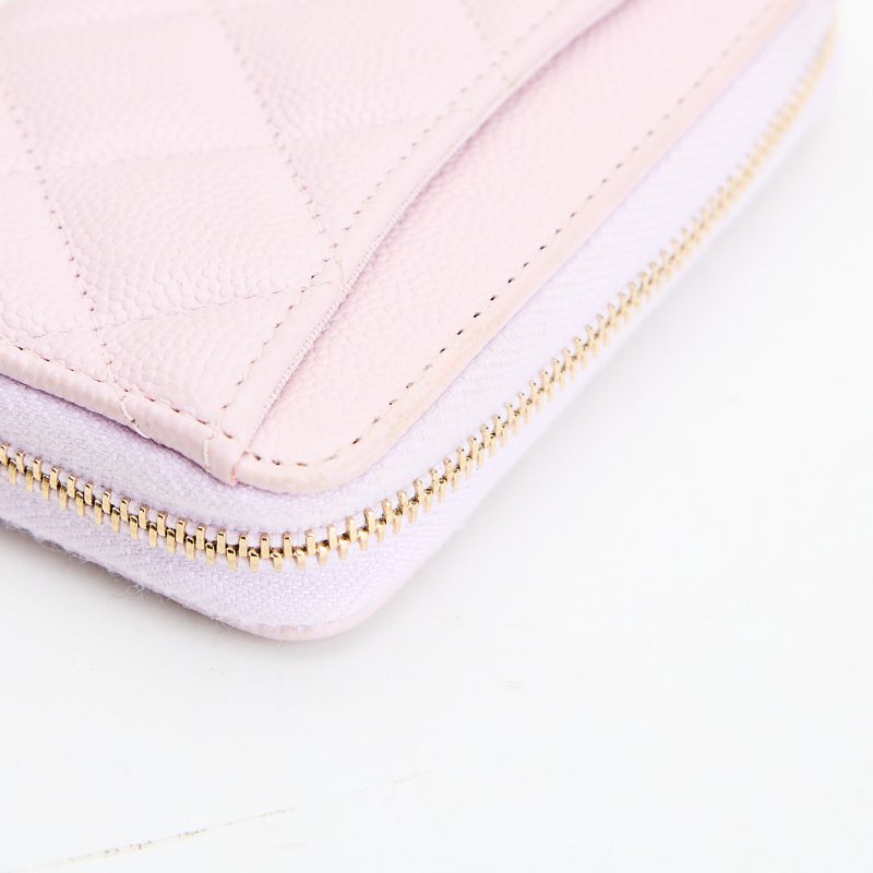 Chanel 新款拉鍊零錢包/粉色金釦-9