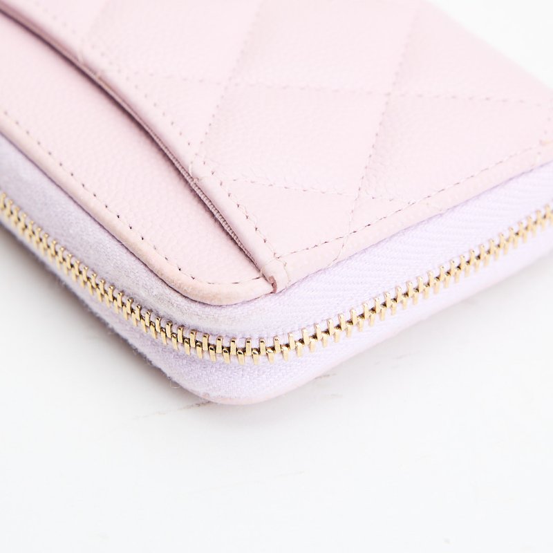 Chanel 新款拉鍊零錢包/粉色金釦-10