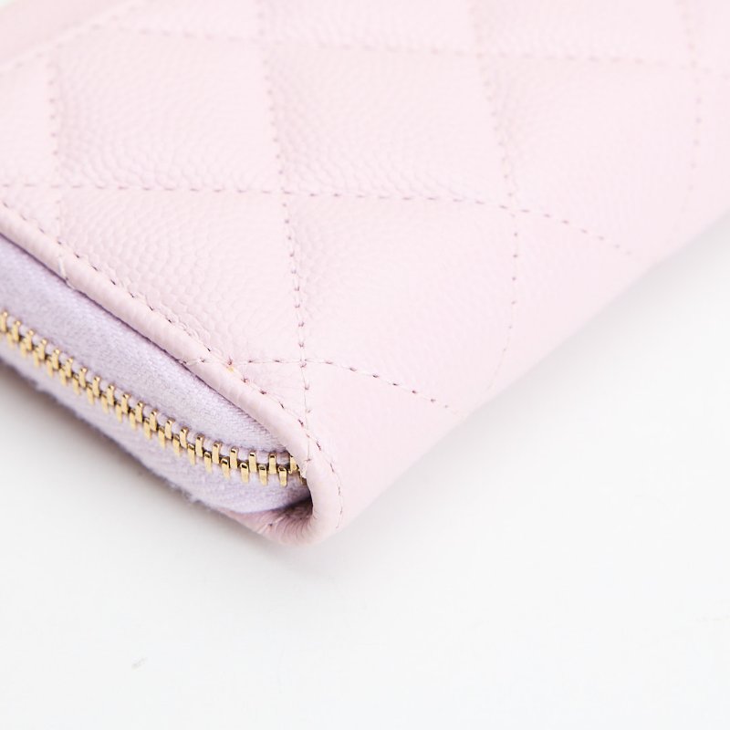 Chanel 新款拉鍊零錢包/粉色金釦-11