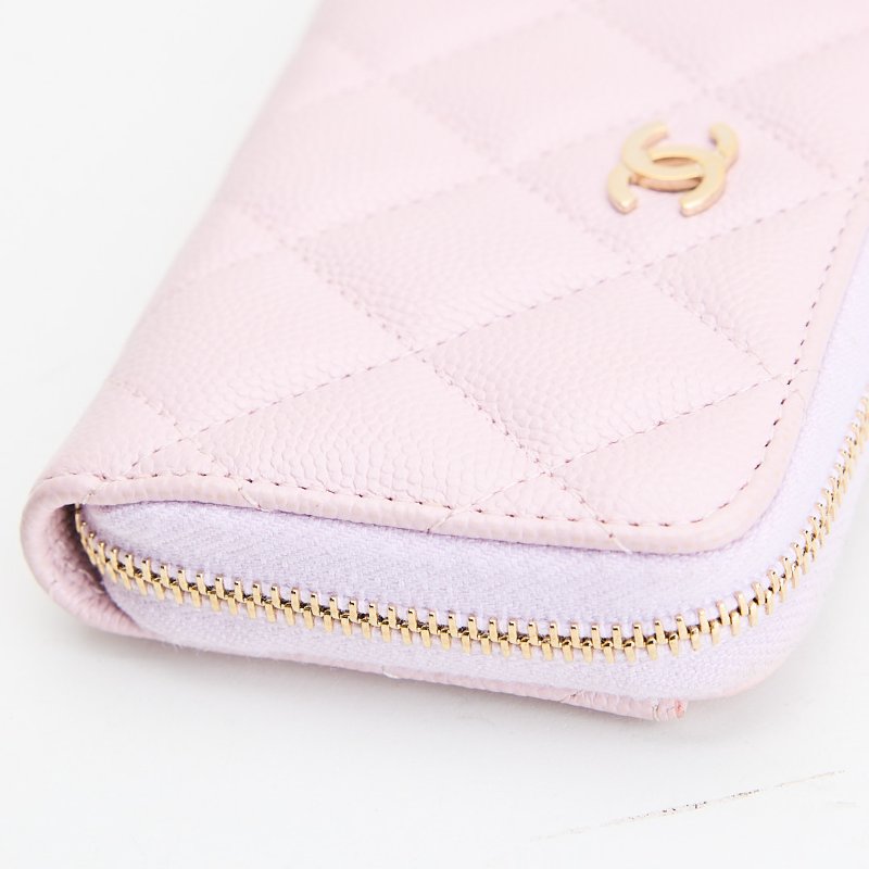 Chanel 新款拉鍊零錢包/粉色金釦-12