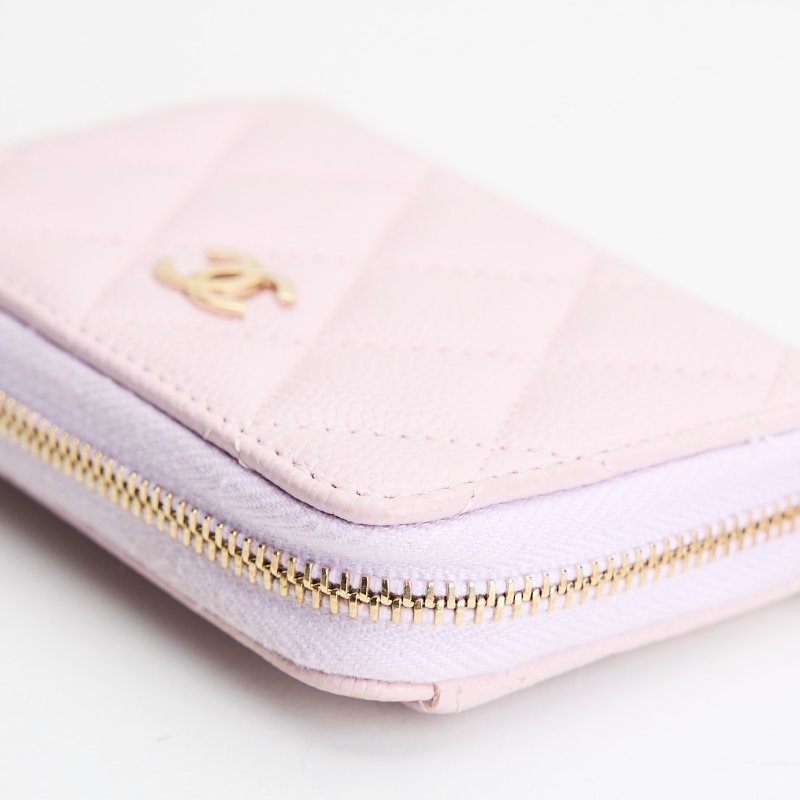 Chanel 新款拉鍊零錢包/粉色金釦-14
