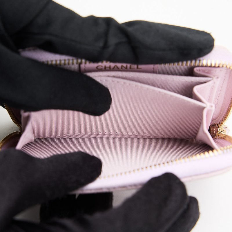 Chanel 新款拉鍊零錢包/粉色金釦-16