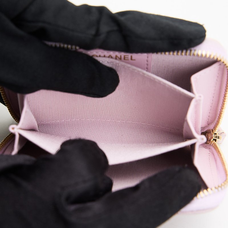 Chanel 新款拉鍊零錢包/粉色金釦-17