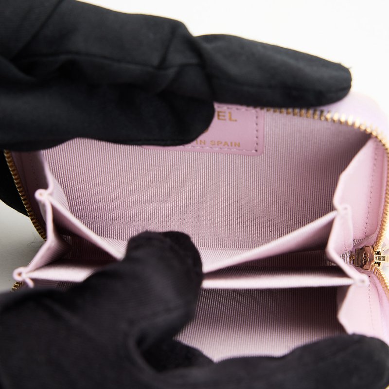 Chanel 新款拉鍊零錢包/粉色金釦-18