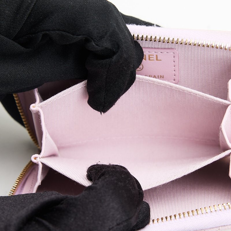 Chanel 新款拉鍊零錢包/粉色金釦-19