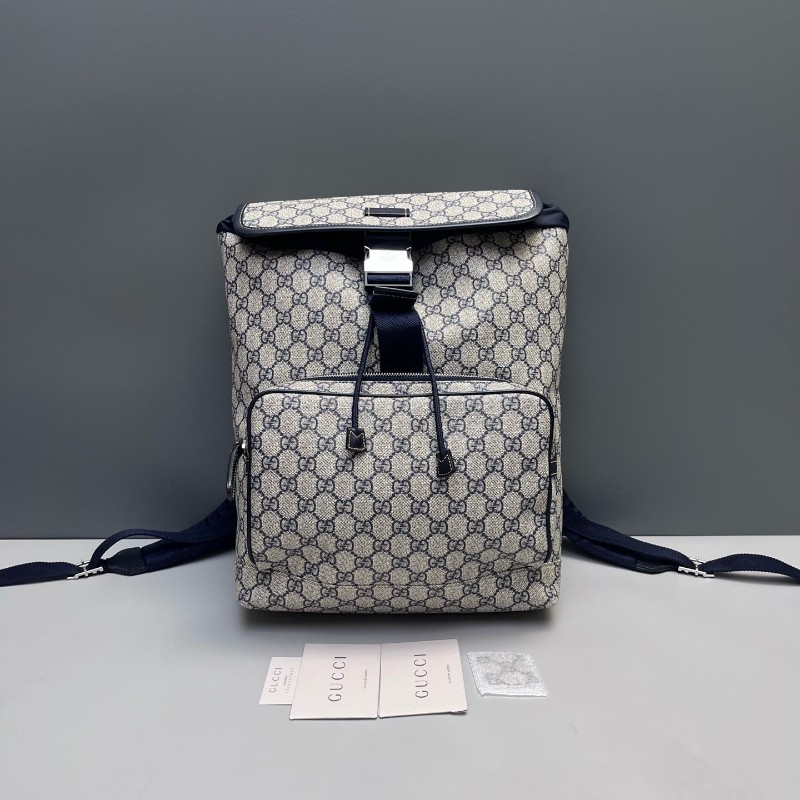 Gucci古馳老花GG紋配皮抽繩雙肩包 後背包-0