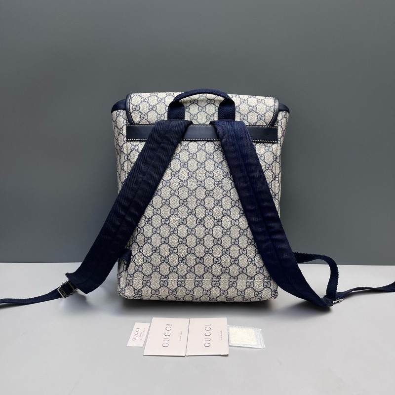 Gucci古馳老花GG紋配皮抽繩雙肩包 後背包-1