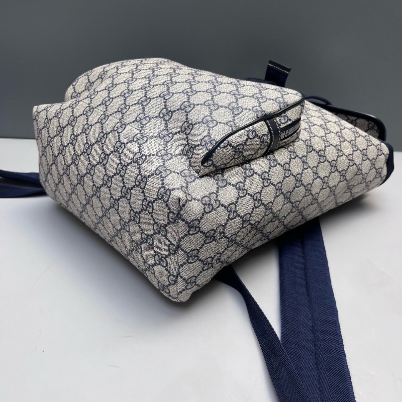 Gucci古馳老花GG紋配皮抽繩雙肩包 後背包-3