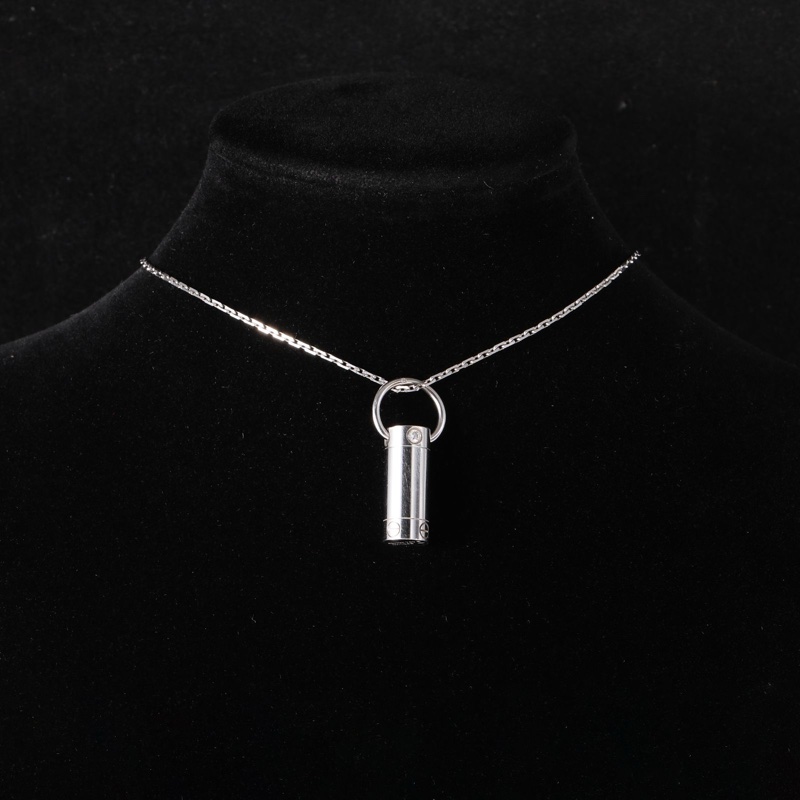 CARTIER(卡地亞)  18K白金 鑽石 白金 LOVE系列 斯巴達螺絲吊墜項鏈 18K-0