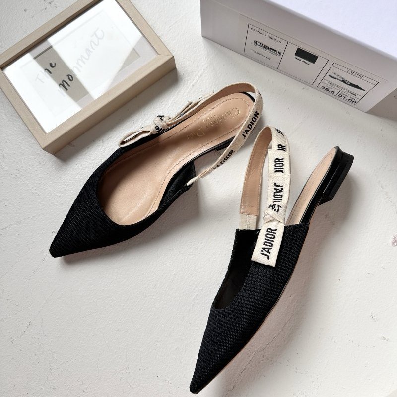 Dior J’adior 平底鞋 黑白 鞋頭尖-2