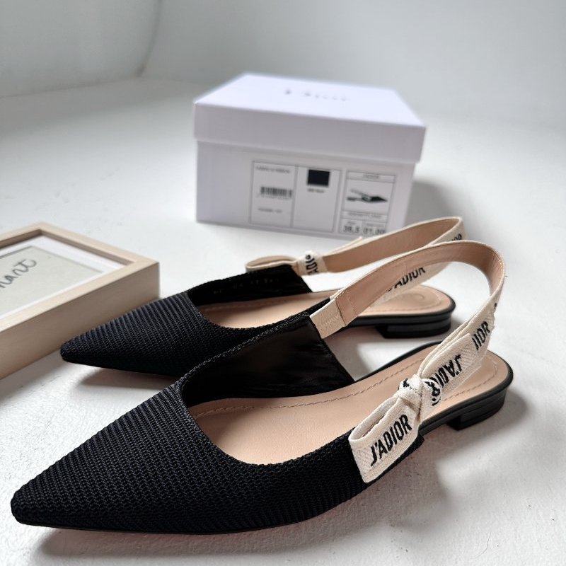 Dior J’adior 平底鞋 黑白 鞋頭尖-5