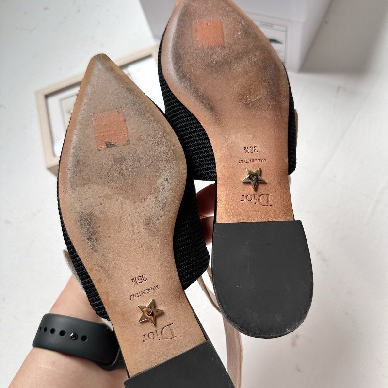 Dior J’adior 平底鞋 黑白 鞋頭尖-10