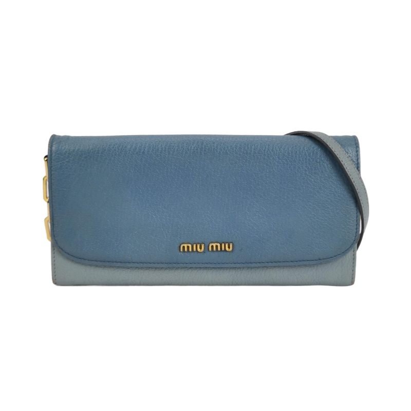 Miu Miu 羊皮 拼色 金屬 字母 Logo 翻蓋 斜背包 肩背包-0