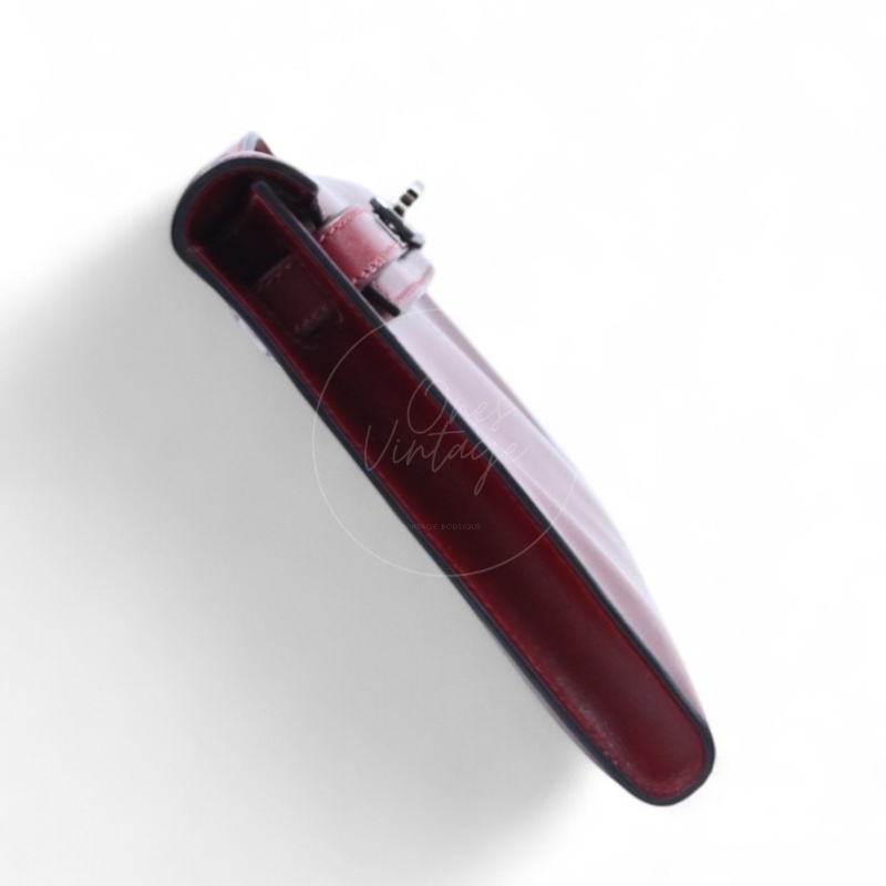 [PRE-OWNED] HERMES KELLY CUT LONGUE CLUTCH ROUGE H BOX PHW STAMP SQUARE J-3