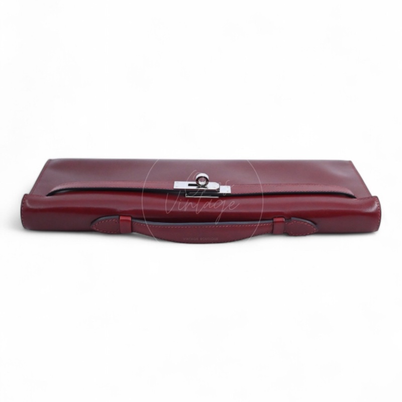 [PRE-OWNED] HERMES KELLY CUT LONGUE CLUTCH ROUGE H BOX PHW STAMP SQUARE J-4