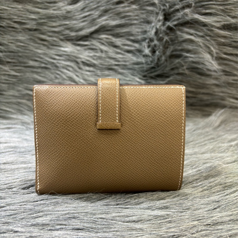 HERMES H Bearn epsom 灰色 銀釦 零錢包 短夾 錢包 信用卡夾 名片夾 皮夾 美品-1