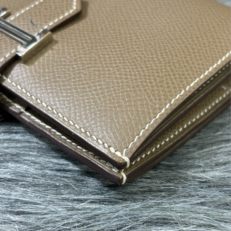 HERMES H Bearn epsom 灰色 銀釦 零錢包 短夾 錢包 信用卡夾 名片夾 皮夾 美品-4