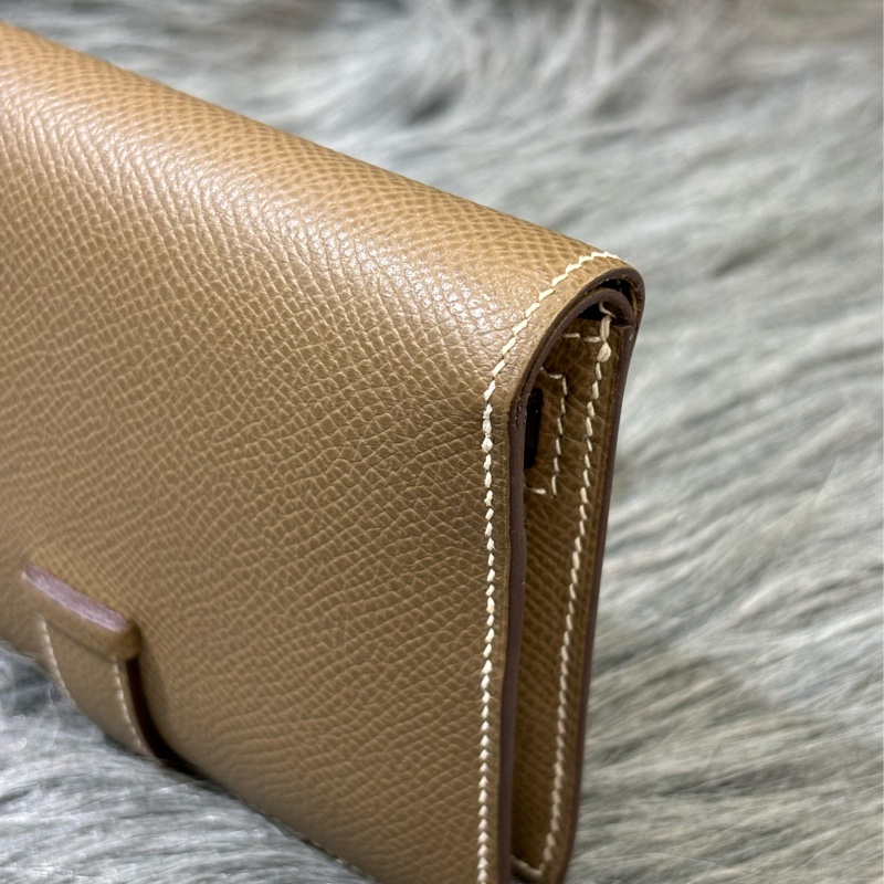 HERMES H Bearn epsom 灰色 銀釦 零錢包 短夾 錢包 信用卡夾 名片夾 皮夾 美品-11