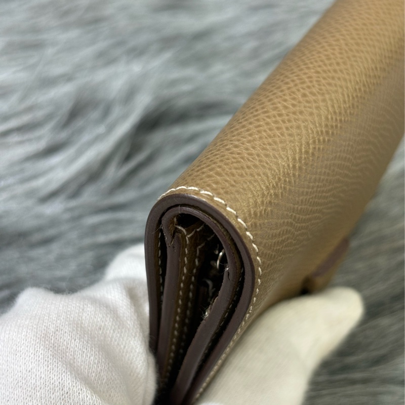 HERMES H Bearn epsom 灰色 銀釦 零錢包 短夾 錢包 信用卡夾 名片夾 皮夾 美品-12