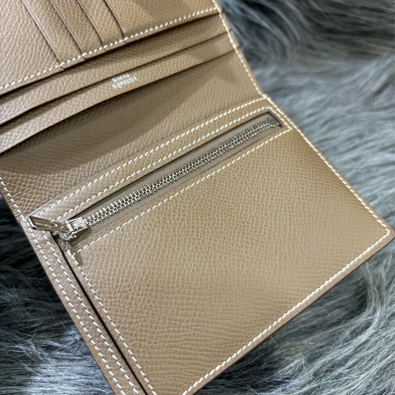 HERMES H Bearn epsom 灰色 銀釦 零錢包 短夾 錢包 信用卡夾 名片夾 皮夾 美品-21