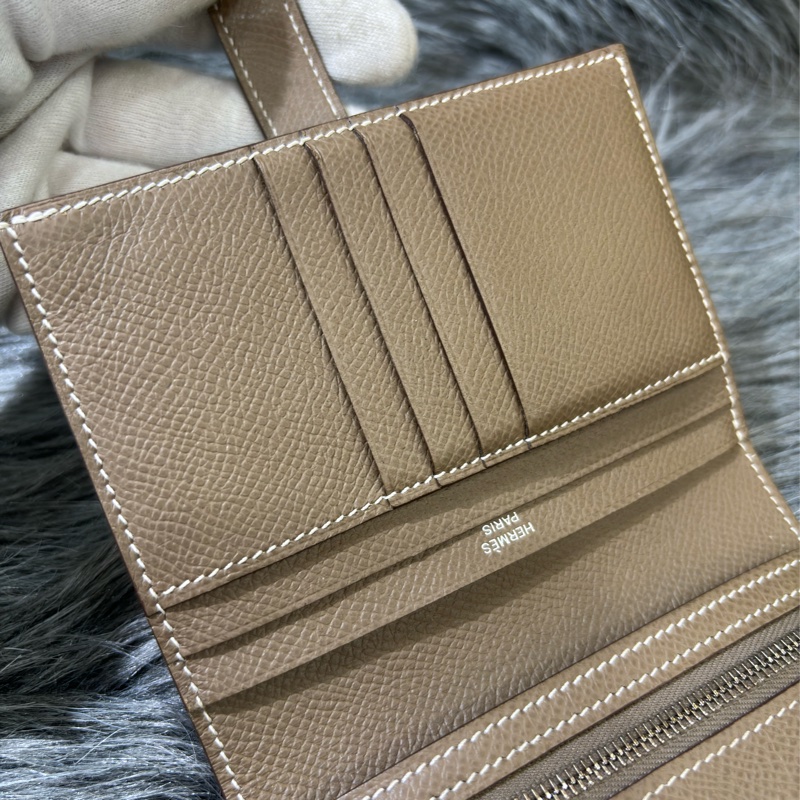 HERMES H Bearn epsom 灰色 銀釦 零錢包 短夾 錢包 信用卡夾 名片夾 皮夾 美品-22