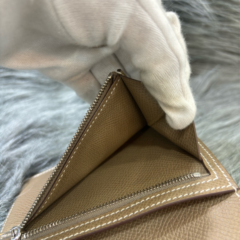 HERMES H Bearn epsom 灰色 銀釦 零錢包 短夾 錢包 信用卡夾 名片夾 皮夾 美品-24