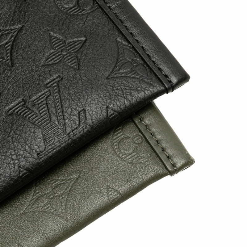 路易威登 Monogram Shadow 扁平斜背包/手拿包/肩背包 M44635 黑色/卡其色皮革 男士 LOUIS VUITTON-3