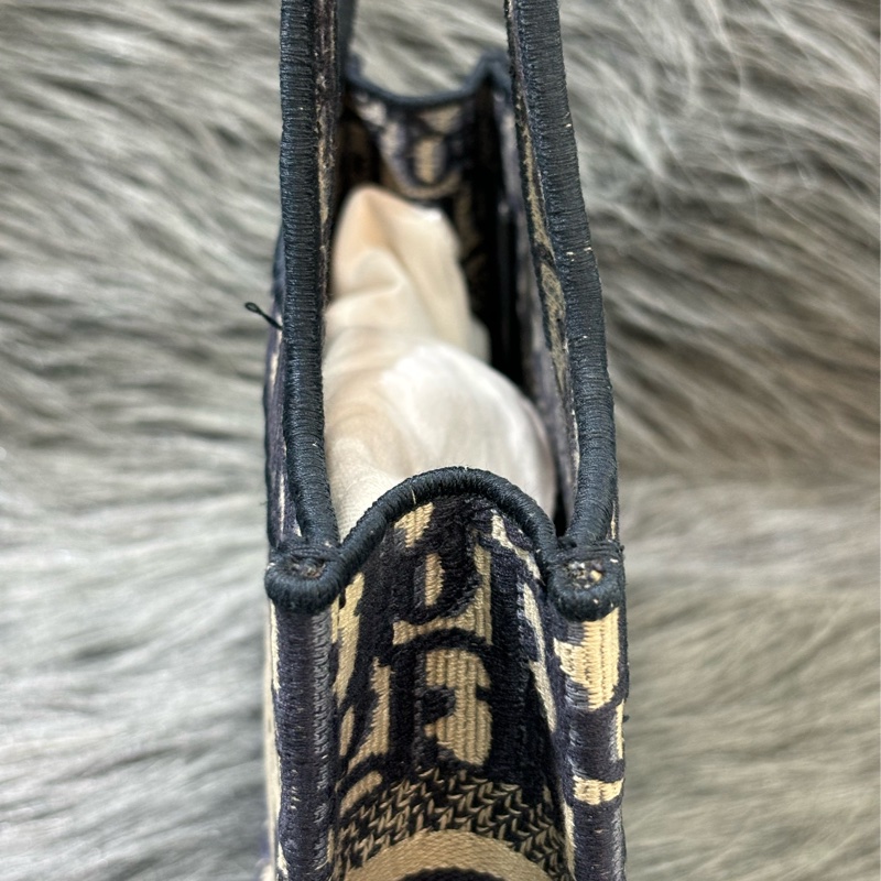 Dior S5475 MINI Oblique BOOKTOTE 藍色 字紋原花老花 緹花 手提包 迷你-4