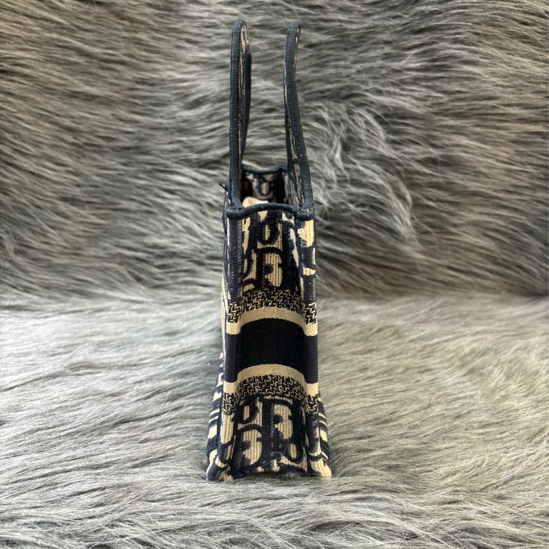 Dior S5475 MINI Oblique BOOKTOTE 藍色 字紋原花老花 緹花 手提包 迷你-5